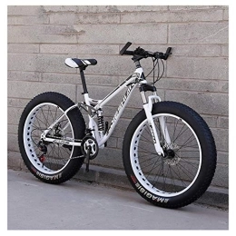 WJSW Fat Tyre Mountain Bike WJSW Mountabike Adulti, Mountabike Hardtail con Freno Doppio Disco Pneumatici Grassi, Biciclettgranruote, Telaio Acciaio ad Alto tenore Carbonio, Nuovo Bianco, 26 Pollici 21 velocità