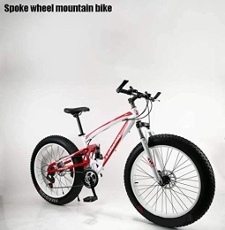 WJSW Fat Tyre Mountain Bike WJSW Mountabike Pneumatici Grassi Adulti, Bici Neve, Bici spiaggicon Doppio Freno Disco, biciclettsospensione Integrale Tutti Gli Uomini, Ruote 4.0 Pollici Larghe 24 Pollici