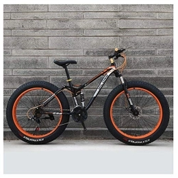 WJSW Fat Tyre Mountain Bike WJSW Mountabike Uomo, Telaio Acciaio ad Alto tenore Carbonio, mountabike Hardtail con Doppio Freno Disco, bicicletttutti i Terreni, Bici Antiscivolo, Arancione, 24 Pollici 27 velocità