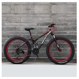 WJSW Fat Tyre Mountain Bike WJSW Mountabike Uomo, Telaio Acciaio ad Alto tenore di Carbonio, mountabike Hardtail con Doppio Freno Disco, bicicletttutti i Terreni, Bici Antiscivolo, Rosso, 26 Pollici 24 velocità