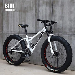 YLCJ Fat Tyre Mountain Bike YLCJ Bicicletta 26 Pollici MTB Top, Fat Wheel Moto / Fat Bike / Fat Tire Mountain Bike, Beach Cruiser Fat Tire Bike Snow Bike Fat Big Tire Bicycle 21speed Fat Bikes per Adulti, Bianco, 26IN