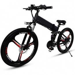 Amantiy Bici Amantiy Mountain Bike elettrica, Mountain Bike elettrica, Ruota Integrata e-Bike Pieghevole da 26 Pollici e 21 velocità Bicicletta elettrica Potente (Color : Black, Size : 500W)