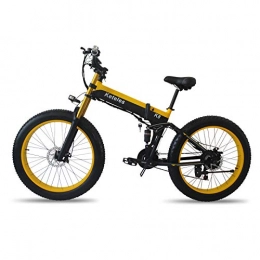 SAWOO Mountain bike elettrica pieghevoles Bici Elettrica 1000w 48v 15ah Mountain Bike Elettrica Fat Tire Snow Bike 26"4.0 Tire E-bike Shimano 21 Velocità Gear Forcella Ammortizzata (giallo)