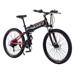 WRJY Bici Bici elettrica per adulti da 27, 5 pollici 48V 9AH Bicicletta elettrica pieghevole da montagna / neve Motore da 500 W E-Bike con Shimano 21 velocità e 3 modalità di lavoro Red