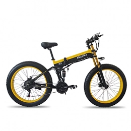 BHPL Mountain bike elettrica pieghevoles Bici elettrica per Adulti Pieghevole 26 x 4 in Pneumatico Grasso Montagna Beach Bicycles 21 velocità Gear E-Bike con Batteria al Litio Staccabile da 1000 W Fino a 28 miglia all'ora, 48V350W13AH