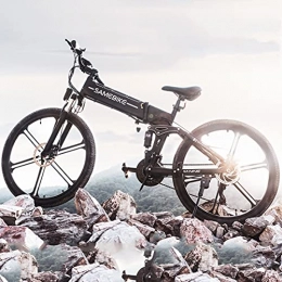 DDCHH Mountain bike elettrica pieghevoles Bicicletta Elettrica Pieghevole, Bici in Lega Di Alluminio 26" con Batteria 48V 10AH E 500W Motore Brushless, Bici Elettrica con Pedalata Assistita, 21 Velocità Gear Adatta per Lavoro / Viaggio, Black