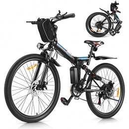 WIND SPEED Mountain bike elettrica pieghevoles Bicicletta elettrica pieghevole Ebike da 26 pollici, leggera, per adulti e donne, con batteria rimovibile da 36 V, 8 Ah, cambio professionale a 21 velocità (nero, 26 pollici)