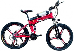  Mountain bike elettrica pieghevoles Bicicletta Fuoristrada Elettrica 26", Motore Brushless 350W in Lega di Alluminio per Adulti Mountain Bike Elettrica 27 velocità Rimovibile Batteria 36V 10Ah Freni A Doppio Disco con Bollitore Equita