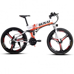 GUNAI Bici GUNAI Pieghevole Bicicletta Elettrica 21 velocità Mountain Bike E-Bike con Freno a Disco con Sedile Posteriore