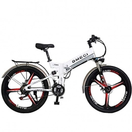 YUNYIHUI Bici YUNYIHUI Biciclette elettriche Pieghevoli per Adulti Biciclette Pieghevoli 26 Pollici Premium Full Suspension e Shimano 21 Speed Gear Bicicletta elettrica Intelligente, White-48V10ah