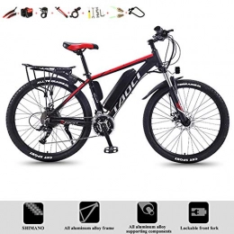 DT Mountain bike elettriches 26" Bici Elettrica da Citt / Àtrekking / Mountain Batteria Rimovibile agli Ioni di Litio da 36 V / 10Ah, Micronew A 27 velocità Freni A Doppio Disco, Bicicletta Elettrica per Adulto Unisex, Rosso