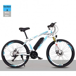 SHJC Bici 26"" Bici Elettrica Mountain, Grande capacità Rimovibile agli Ioni di Litio Batteria E 3 modalità di Guida Bicicletta elettrica da Città, Adulti Sport all'aperto E-Bike, White Blue, A 10ah