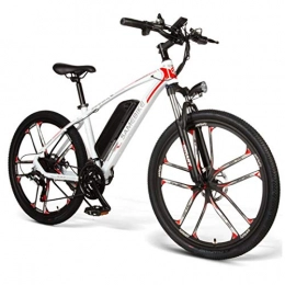 SHTST Mountain bike elettriches 26 Pollici Bici elettrica-48V 8AH Mountain Bike Leggera Shimano 21 velocità, Motore a trazione Posteriore 350 W, 25 km / h, Piani di Guida Multipli (Color : White)