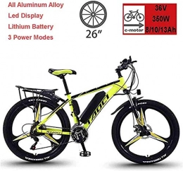 SHJC Mountain bike elettriches 26 Pollici Mountain E-bike, 27 Velocità Freni a Doppio Disco E Ruote a Raggi Opzionali / Ruote Integrate 3 Modalità di Guida, Bicicletta Elettrica per Pendolari da città All'aperto, Black green, A 10ah