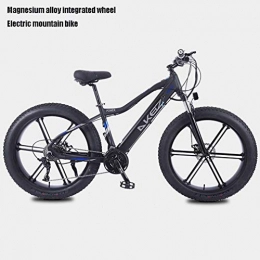 AISHFP Mountain bike elettriches Adulti Fat Tire elettrica Mountain Bike, Bici 36V 10Ah Li-Batteria 350W Neve, Lega di Alluminio 27speed Beach Biciclette, 26 Pollici in Lega di magnesio Integrata Ruote, Nero, A