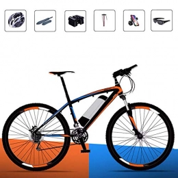 AKEFG Mountain bike elettriches AKEFG Hybrid Mountain Bike, Adulto Bicicletta elettrica al Litio Rimovibile Batteria agli ioni (36V 8Ah) 26 Pollici per Commuter Viaggi, Arancia