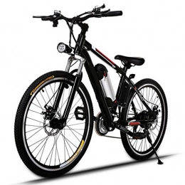 AMDirect Mountain bike elettriches AMDirect Biciclette Elettrico Mountain Bike E-Bike 26 Pollici 21 Sistema di Trasmissione Velocità con Torcia Elettrica con Batteria al Litio Staccabile 250W 36V 8Ah, Nero