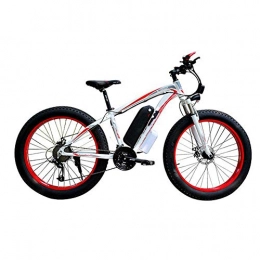 AYHa Mountain bike elettriches AYHa Adulti Neve bicicletta elettrica, 4, 0 Fat Tire bicicletta elettrica professionale 27 velocità freni a disco 48V15Ah batteria al litio Adatto a 160-190 cm Unisex, bianco rosso, 48V15AH500W