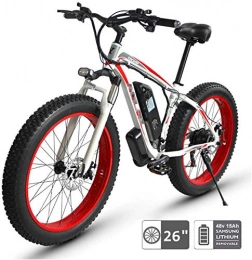 RDJM Mountain bike elettriches Bciclette Elettriche, 48V Bici elettrica elettrica Mountain Bike, 26 '' Sospensione Fat Tire E-Bike 21 Beach Cruiser Mens Sport Mountain Bike Completa 350W Ruota Posteriore del Motore (Color : Red)