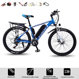 DT Mountain bike elettriches Biciclette Elettrico Mountain Bike E-Bike 26 Pollici 27 Sistema di Trasmissione velocità con Batteria al Litio Staccabile 350W 36V 8Ah Sospensione Completa Premium, Blu