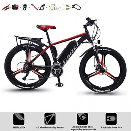 DT Mountain bike elettriches Biciclette Elettrico Mountain Bike E-Bike 26 Pollici 27 Sistema di Trasmissione velocità con Batteria al Litio Staccabile 350W 36V 8Ah Sospensione Completa Premium, Rosso