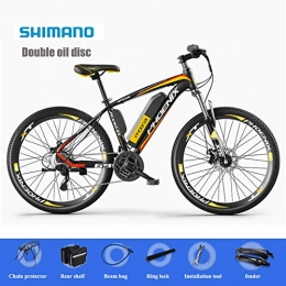 DT Mountain bike elettriches DT 26 Pollici Electric Bike 250W 36V Elettrica Shimano 27 velocità Mens Women Mountain Bicicletta Elettrica Uomopedal Assist Freni A Disco Idraulici City Bike, Giallo, Endurance 70km