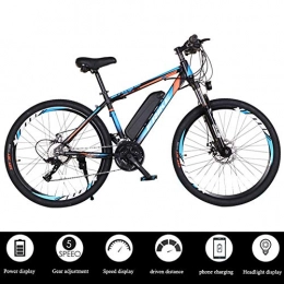 DT Mountain bike elettriches DT 26 Pollici Mountain Bike Elettrica 36V 8AH Batteria al Litio A 21 velocità Freno A Disco LCD Meter Uomini Donne Doppio Freno A Disco Bici Ammortizzante, Black Blue