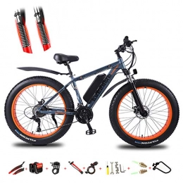 DT Mountain bike elettriches DT Bici Elettrica 350W Motore 27 velocità Deragliatore Display 3 modalità Display LCD 26" Ruote 4.0 Pneumatici Grassi per Adulti Adolescenti, Grigio