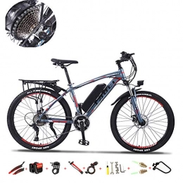 DT Mountain bike elettriches DT Bici Elettrica Mountain Bike Bici Elettrica 350W Bici Montagna Ebike 27 velocità Full Suspension 36V 8AH Pedali Assist Freni A Doppio Disco, Bicicletta Elettrica per Adulto Unisex, Grigio