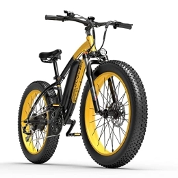 GOGOBEST Bici GOGOBEST Bicicletta Elettrica GF600 Mountain Bike Bici Elettrica per Adulti, 26" Fat Bike Elettrica, Shimano 21 Velocità, Freni Idraulici e Forcella Ammortizzata, Nero&Giallo