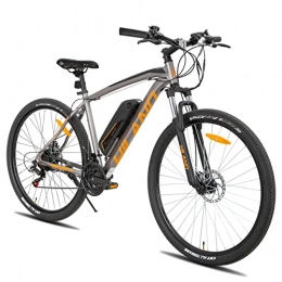 STITCH Mountain bike elettriches Hiland Mountain Bike Elettrica 26 Pollici con Shimano a 21 velocità Ciclomotore 250W con Freno a Disco E-MTB per Uomo e Donna con Forcella Ammortizzata Batteria al Litio da 36 V 10, 4 Ah Grigio