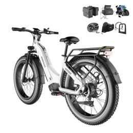 Himiway Bici Himiway Zebra Step-Thru Bicicletta Elettrica per Adulto 96-128km Mountain ebike 48V 20Ah / 960Wh LG Li-Batteria Fat Tire Bici Elettrica 26" X 4" Snow Bike Elettrica 250W 25km / h Shimano 7 Uomo Donna