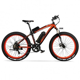 Knewss Mountain bike elettriches Knewss Batteria al Litio elettrica 26 Pollici Mountain Bike / Grasso Pneumatico Bici elettrica 1000w Forte Batteria al Litio 48V 16AH-Bianco Rosso 48V15A 500W