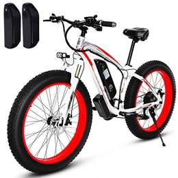 Amantiy Mountain bike elettriches Mountain Bike elettrica, Bici elettrica, Motore da 500W / 1000W, 26 Pollici Grasso Ebike, 48 V 17 AH Batteria (1000W + Batteria di riserva) Bicicletta elettrica Potente (Color : Red, Size : 500w)