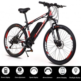 DT Mountain bike elettriches Mountain Bike Elettrico da 26 Pollici Bicicletta Elettrica Assistita 36V / 8Ah Batteria al Litio Bici Montagna E-Bike 21 velocità Suspension Pedali Assist, Black Red