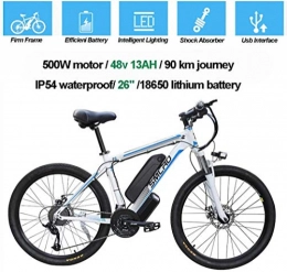 MRXW Mountain bike elettriches MRXW Adulto Biciclette elettriche, Lega di Alluminio IP54 500W 1000W Bicicletta amovibilmente Ebike 48V / 13Ah Batteria Mountain Bike Litio / Interruttori Ebike, Blu, 500W