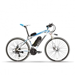 NYPB Bici NYPB Bicicletta Elettrica, Batteria agli Ioni di Litio 36V / 48V 10AH Potenza 240 W E-Bike 21 velocità, Full Suspension, Pedali Assist, Unisex Adulto Allenamento e pendolarismo, White Blue, 36V 10AH