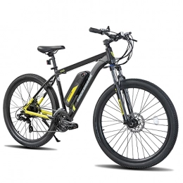 ROCKSHARK Mountain bike elettriches ROCKSHARK Bicicletta elettrica telaio in alluminio da 27 pollici, 350 W, cambio Shimano a 21 marce, forcella ammortizzata con batteria da 36 V, 10, 4 Ah, telaio E-Bike nero..