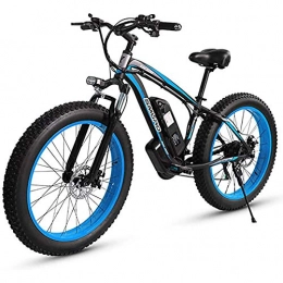 WXX Bici WXX Adulti Fat Tire MTB Elettrica, Lega di Alluminio da 26 Pollici off Road Bikes Neve 350W 48V 15AH al Litio della Batteria della Bicicletta Ebike 27 Costi 4.0 Ampia Rotella Ciclomotori, Blu