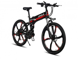 XINGJI Mountain bike elettriches XINGJI 26 '' Bicicletta Elettrica Pieghevole (48V 350W 12AH) LCD Integrato A Sei Coltelli in Lega di Magnesio Singola Ruota Intelligente Telecomando A 21 Marce (Rosso)