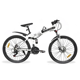 Altruism Mountain Bike pieghevoles 2022-ALTRUISM X9-Mountain Bike 26 pollici per uomo Doppio freno a disco Assorbimento degli urti Ruote a raggi MTB Bicicletta 21 velocità Mountain bike pieghevole Unisex Aggiornata ver. (White)