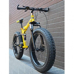 WCY Mountain Bike pieghevoles 4.0 Super Wide Pneumatici Spiaggia / Neve Bici, Uomini e Donne Folding Mountain Bike, 26 Pollici 7 / 21 / 24 / 27 / 30 velocità variabile Biciclette, [Regalo Piccolo Regalo Pacchetto * 10] (Colore: Nero, Dime