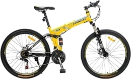 Generic Mountain Bike pieghevoles Bicicletta, Mountain Bike Biciclette per Bambini 21 / 27 velocità Telaio in Acciaio 26 Pollici Ruote a Raggi Sospensione Bicicletta Pieghevole, Giallo, 21 velocità