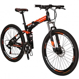  Bici Bicicletta pieghevole, 26 / 27, 5 pollici, comodo e leggero freno a disco a 21 velocità, adatto per 5'2" a 15' unisex pieghevole unisex (arancione)