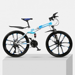 Chengke Yipin Bici Chengke Yipin Mountain Bike 26 Pollici Una Ruota Pieghevole Telaio in Acciaio al Carbonio a Doppio Disco Freni Unisex Mountain Bike da Esterno per Studenti-Blu_21 velocit