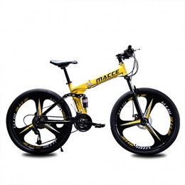 CPURSUE Bici CPURSUE Bicicletta, Mountain Bike, Bicicletta Pieghevole, 24 Pollici, Doppio Ammortizzatore a velocit Variabile, 27 velocit, Doppio Freno a Disco, Giallo