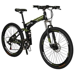 EUROBIKE Mountain Bike pieghevoles Eurobike Mountain Bike pieghevole da 27, 5 pollici per uomini e donne 17" telaio bicicletta adulto (verde)