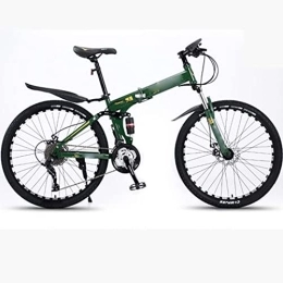 FAXIOAWA Mountain Bike pieghevoles FAXIOAWA Mountain Bike da 26 pollici Bicicletta pieghevole Lega di alluminio Studenti Biciclette ammortizzanti fuoristrada a velocità variabile (verde 30 velocità)