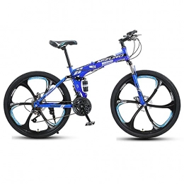 FGKLU Mountain Bike pieghevoles FGKLU Mountain Bike Pieghevoli per Adulti da 26 Pollici, Bicicletta Pieghevole a 21 velocità a 6 coltelli con Sospensione Completa, Cambio Doppio Freno a Disco Meccanico Esercizio MTB, F