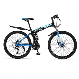 HJRBM Mountain Bike pieghevoles HJRBM Mountain Trail Bike， Mountain Bike per Adulti， Ruote da 26 Pollici， Biciclette da Fuoristrada Pieghevoli in Acciaio ad Alto tenore di Carbonio， Bicicletta MTB a 21 velocità (Blu Nera) fengong